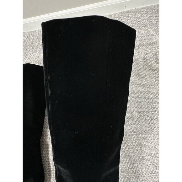 Saint Laurent Boots Women 35.5 US‎ 5.5 Black Velvet Niki Knee High Designer - Picture 5 of 16